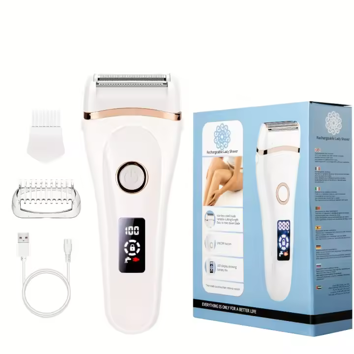 Afeitadora eléctrica recargable con pantalla LED para mujer, depilación indolora para todo el cuerpo - 1