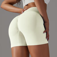 Hamidou pantalones cortos deportivos para mujer, Shorts de Yoga con cintura cruzada, gimnasio, entrenamiento, correr, cintura alta, realce de cadera, sin costuras, Fitness - details 32