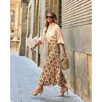 Falda larga casual con estampado de lunares para mujer con falda larga - details 4