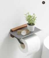 Portarrollos de papel higiénico de madera para baño, montado en la pared, para teléfono y toallas - details 1