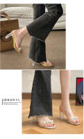 Sandalias de Moda Versátiles Tacón Medio Transparente Diamondes de Imitación Zapatillas Geniales - details 5
