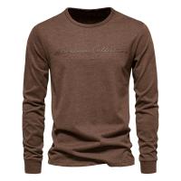 Camiseta de manga larga de algodón para hombre, camisetas informales con estampado de letras de Color sólido para hombre, camisetas nuevas de primavera, ropa para hombre - details 5