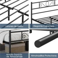 Cama Individual Hierro Cama Metálica para colchón de 90 x 190cm Cama Industrial Estructura Metal - details 46