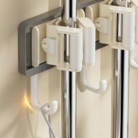 Gancho de pared de plástico con diseño de clip, ahorrador de espacio, práctico organizador multiusos para escoba y mopa - details 9