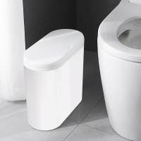 Cubo de basura de plástico estrecho para cocina, papelera tipo prensa para inodoro, cesta de basura para baño, blanco - details 2