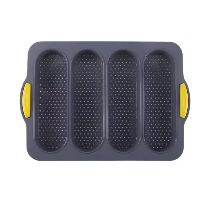 Sartén de silicona para hornear Baguettes franceses, antiadherente, fácil de limpiar y resistente al calor, gris - 1