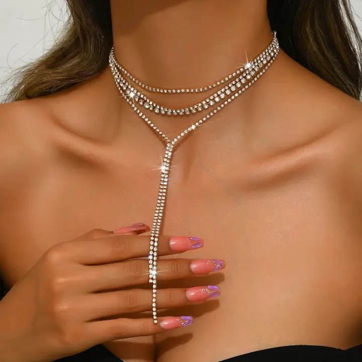 Collar largo simple de la borla de la cadena del diseño del estilo frío del collar largo simple de la cadena del hueso de la serpiente de la joyería - 1