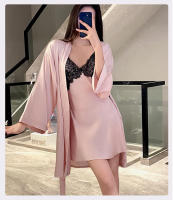 Elegante Vestido de Noche de Seda de Hielo Robe de Dormir de Alta Gama para Mujeres - details 16