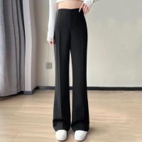 Pantalones de Traje de Verano para Mujer Pierna Ancha, Longa, Cintura Alta, Color Sólido, Ligeramente Acampanados Ropa de Trabajo Casual - details 5