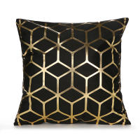 Funda de Cojín Dorada 45x45cm Cubierta Decorativa de Moda para Hogar Diseño Geométrico Blanco y Negro de Sofá - details 3