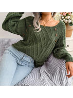 Suéter de punto con botones para mujer, Jersey holgado de manga larga, otoño, 2023 - details 19