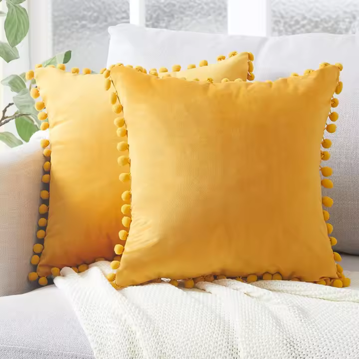 Juego de 2 Fundas de Terciopelo Decoración de Hogar Colorida con Pelota - 1
