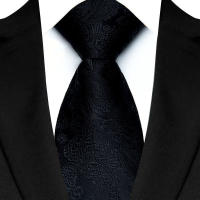 Corbata De Lujo Para Hombre 8CM Punto Rayas Solida Color Negro Para Bodas Y Fiestas Negra Poliéster Moda Adulto - details 3