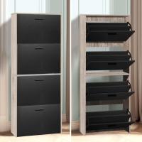 Mueble zapatero de 12 pares - Estantería de gran capacidad para vestíbulo o pasillo - (ancho) 60 x (profundidad) 24 x (alto) 80 cm - Madera clara blanca - details 29