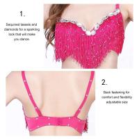 Sujetador brillante de dos piezas para danza del vientre para mujer, con lentejuelas, borlas de diamantes, falda con cinturilla triangular y conjunto de bufanda, 5 colores - details 9