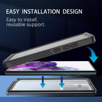 Funda impermeable de doble capa para Samsung Galaxy S23 Ultra S21 FE S20 FE 5G TPU + PC + PET, cubierta protectora transparente negra a prueba de polvo - details 3
