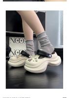 Nuevos zuecos de moda con bloques de color, cintura pequeña, para mujer, con suela gruesa, que aumentan la altura y antideslizantes. - details 6