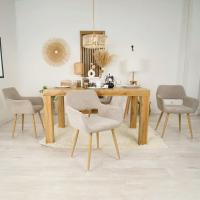 2 Sillas de Comedor Escandinavas Sillón Tapizado en Tela con Reposabrazos Patas Metálicas para Cocina Salón - details 2