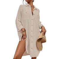 Camisa, bañador de mujer moderno, top con camisa y botones. - details 0