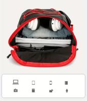 Mochila Plegable Ligera para Senderismo, Viajes y Aventuras al Aire Libre - Correas de Hombro Ajustables, Múltiples Compartimentos, Negra con Detalles Rojos, Diseño Compacto para Almacenamiento Fácil - details 2