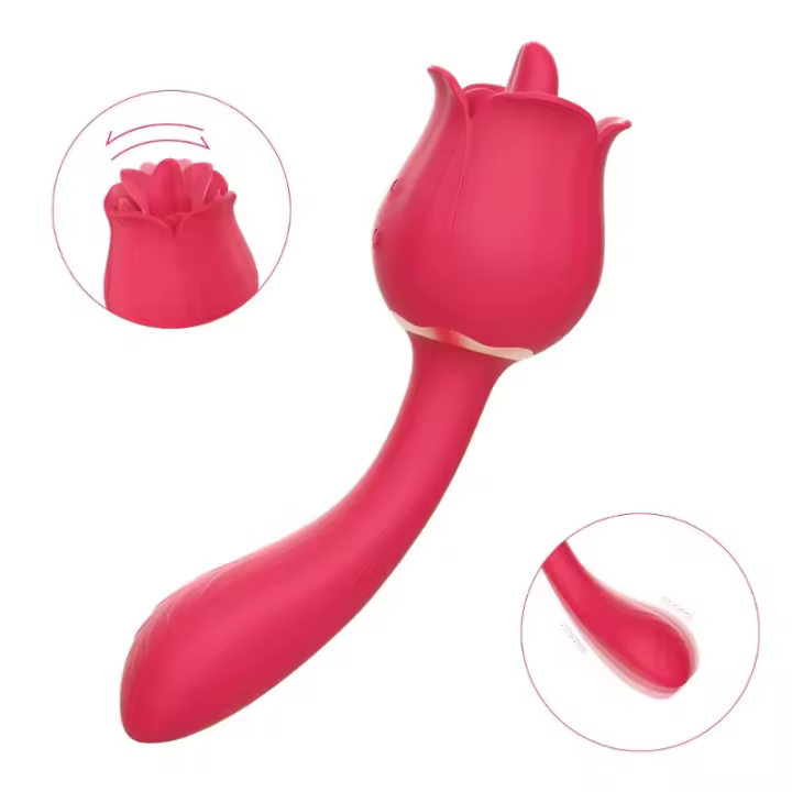 Juguetes sexuales, lamedor de lengua de rosa femenina clítoris vibrante segundos masturbador femenino de moda vibrador retráctil - 1