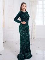 Vestido de Fiesta de Sirena Negro con Lentejuelas Elásticas Azules Realistas - details 4