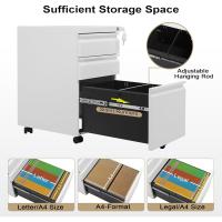 Archivador Móvil con 3 Cajones con Cerradura, Cajonera de Oficina con Ruedas Universales, Mueble Archivador para Archivos y Carpetas Colgantes, Blanco, 39x46x62 cm, ASK03ws - details 5