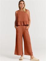 Conjunto casual de verano para mujer, top sin mangas plisado y pantalones cortos de pierna ancha - details 77