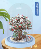 Seasonal Building Block Toy Flower with Dust Cover DIY Treehouse Model Bricks with Light Ornament Romantic Gift for Girlfriend - details 18