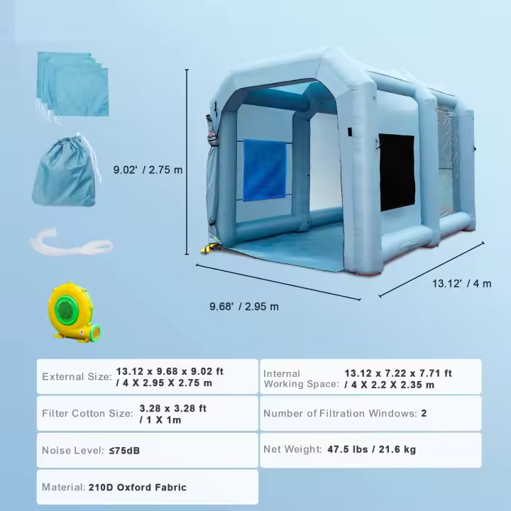 Cabina de pulverización inflable SucceBuy: tienda de pintura para automóviles con filtro y soplador. Configuración de pintura profesional para resultados suaves - 1
