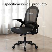 Silla de Escritorio Ergonómica con Malla Transpirable, Reposabrazos Abatibles, Silla para Ordenador de Altura Regulable, Silla Giratoria de 360 ° , Gris - details 32