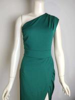 Vestido de Fiesta de Hombro Cautivador Color Sólido, Cuello Dobladillo, Vestido de Cuerpo Moldado con Abertura Moda para Mujeres - details 17