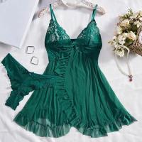 Pijama de malla sin espalda con cuello en V profundo para mujer, lencería roja Sexy, camisón transparente para dormir - details 14