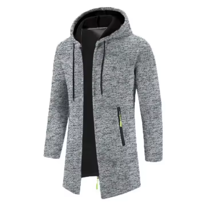 Men's Long Sleeve Sweatshirts for Men with Zipper Hooded Mens Oversize Winter Top Jacket Coat Warm Streetwear - 1