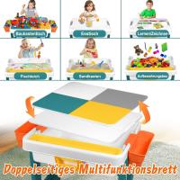 infantil con sillas para niños, juegos multiusos con espacio almacenamiento, doble cara, actividas multifuncional (con bloques de construcción) - details 2
