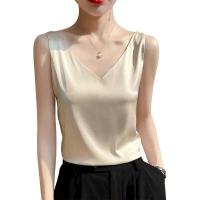 Top de Halter V para Mujer Camisola de Verano de Seda de Satén Blanco Vestido Delgado de Moda - details 34