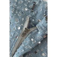 Conjunto de Denim con Lentejuelas BKQU Pantalones de Pierna Ancha y Top de Tanque con Corset sin Correas para Mujeres Outfit de Fiesta de Lujo para Clubes - details 14