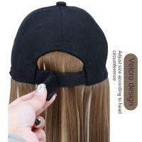 Gorra de béisbol negra sintética con peluca, postizo Natural, peluca de sombrero ajustable, pelo largo y liso de Bob esponjoso de una pieza - details 8