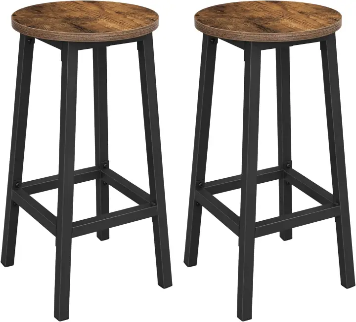 Juego de Taburetes de Bar 2 Piezas Estructura de Metal Fácil Montaje Reposapiés - 1