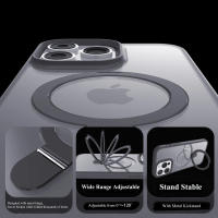 Funda de Teléfono Móvil Magnética con Soporte de Anillo Transparente, Protector Incluido, Para Modelos de iPhone Accesorios de Electrónica - details 2