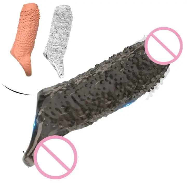 Empaque privado SEXY Funda extensora de silicona Retraso de la eyaculación Funda de condones con puntos Anillo de púas Erección Juguete sexual erótico para hombres - 1