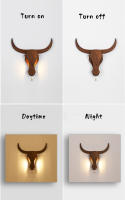 Lámparas LED Retro de madera para decoración de pared, candelabro Vintage de arte de animales para chimenea, sala de estar y Bar - details 5