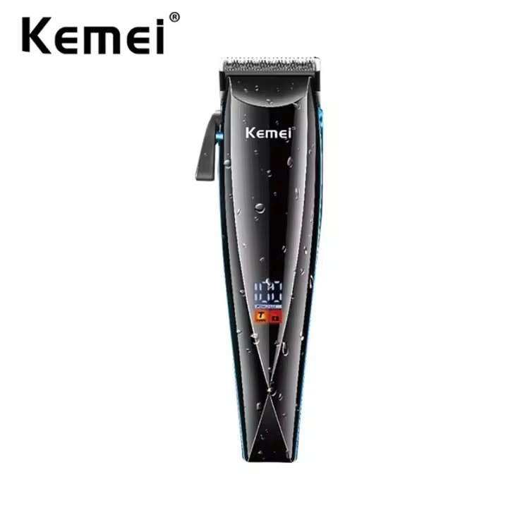 Kemei-cortadora de pelo profesional para peluquero, máquina eléctrica inalámbrica, lavable, recargable e impermeable - 1