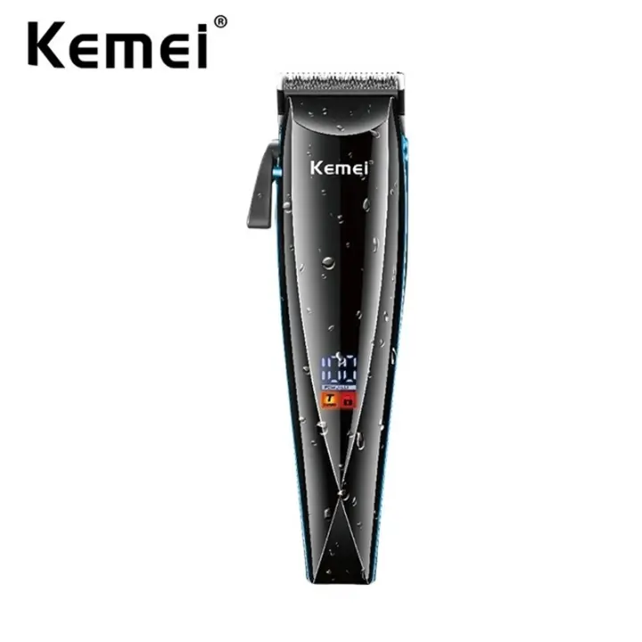 Kemei-cortadora de pelo profesional para peluquero, máquina eléctrica inalámbrica, lavable, recargable e impermeable - 1