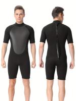 Ropa de baño de manga corta para hombre, cómodo traje de baño elástico para nadar en verano, buceo, piscina, playa - details 2