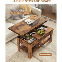 Mesa de Centro Regulable en Altura, Almacenamiento Oculto, 3 en 1, Multifunción, Mesa de Salón, Mesa de Café, Compartimento Abierto, Mesa de Comedor, para Salón, Oficina, Blanco - details 22