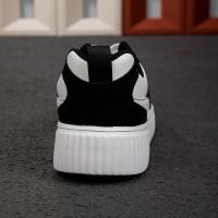 Zapatillas de deporte de cuero para hombre, zapatos vulcanizados con cordones, informales, cómodas, para caminar, color blanco y negro - details 5