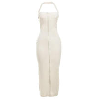 BUNO-Vestido largo elegante sin espalda para mujer, vestido largo de noche ajustado sin mangas con cordones a la moda para fiesta y Club - details 11