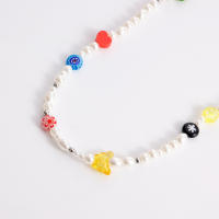 Collar de perlas de flor de cristal de corazón de cerámica suave Simple para mujer collar fresco de moda bohemia - details 7