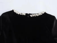Elegante Vestido de Terciopelo con Cuello Cuadrado y Manga Larga Vestido de Fiesta de Cintura Alta para Mujeres Vestido de Noche con Cuentas - details 20